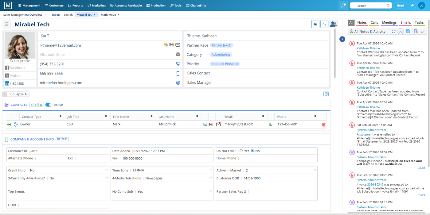 Customer 360 CRM profile