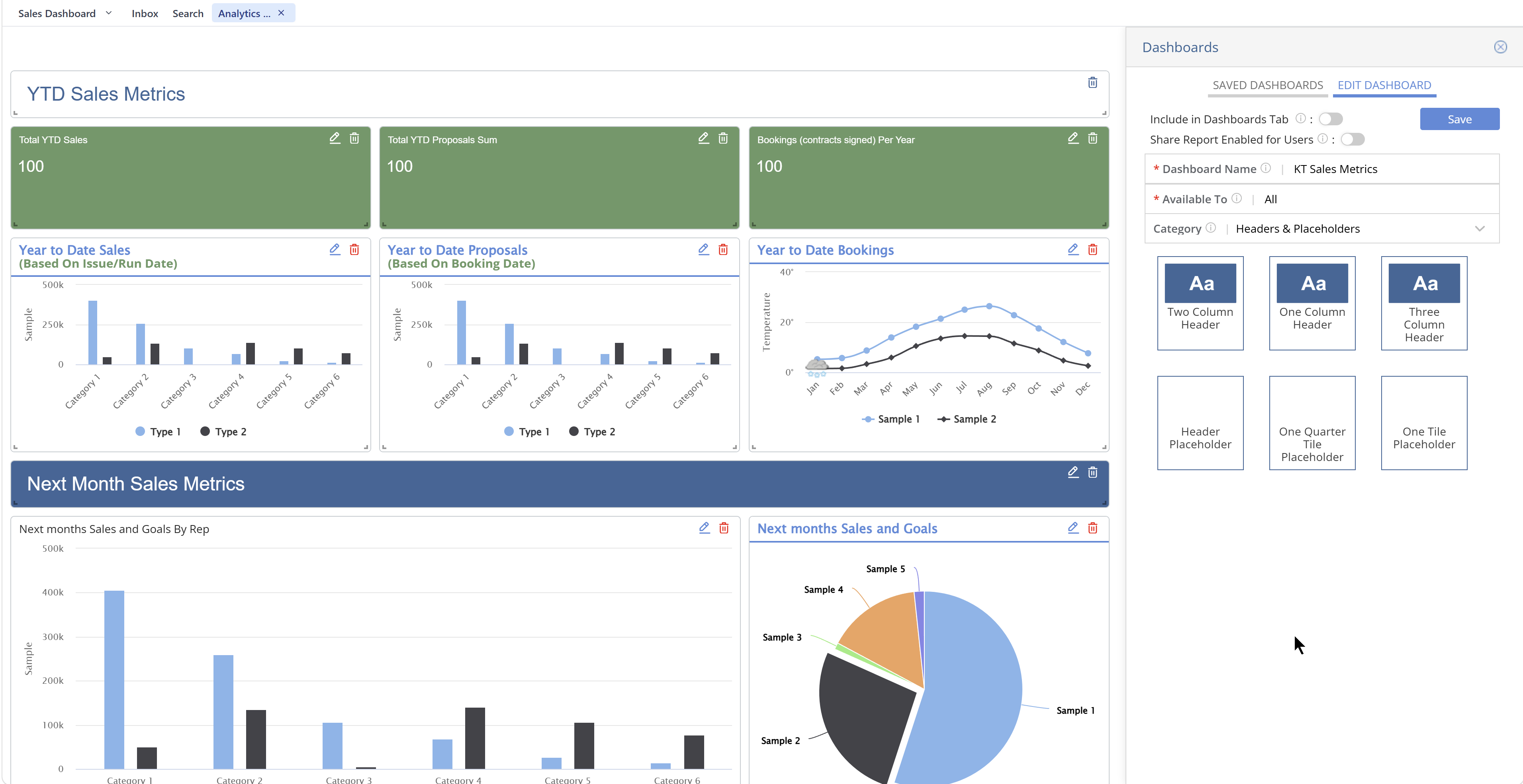 Analytics dashboard — unified reporting for ad sales, billing and production
